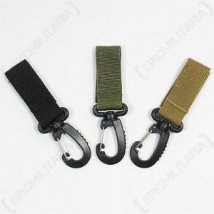 flowers men's accessories BELT KEEPER WITH CARABINER - Clip Hook Loop Webbing Army Military Cadet Outdoor