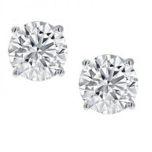 1/2ct  REAL Diamond Stud Earrings in 14K White Gold Screw-Back Settings