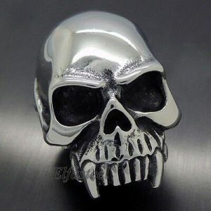 MEN&#039;S Huge SKULL Teeth Band Design 316L Stainless Steel Biker Ring