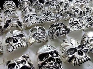 25 X skull Schädel gothic silber metal alloy Ring herren Ringe schmuck Band