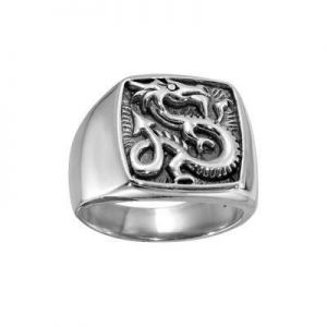 Sterling Silver 925 - Men&#039;s Dragon High Polished Ring Fashion Band, 7 - 13