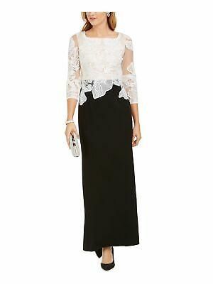 ADRIANNA PAPELL Black Long Sleeve Full-Length Dress 12