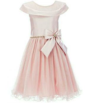 flowers children clothes NEW Rare Editions Girls Size 10 "MAUVE PINK JEWELED BOW" Mikado Mesh Dress NWT
