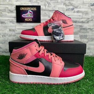 Nike Air Jordan 1 Mid Coral Pink GS Size 6.5Y/Women&#039;s 8 554725-662 NEW