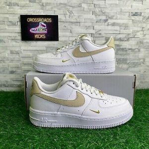 Nike Air Force 1 &#039;07 Women&#039;s Shoes Size 8 White Rattan Gold CZ0270-105 NEW