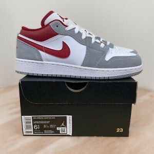 Nike Air Jordan 1 Low SE GS Light Smoke Grey Gym Red Size 6.5Y Women&#039;s Size 8