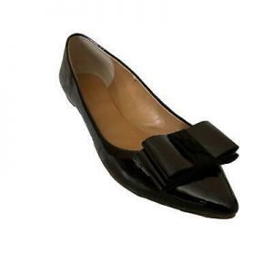 J. Crew Emery Flats Black Pointy Toe Bow Patent Leather Slip On Women&#039;s Size 7.5